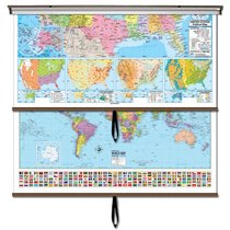 U.S./World Advanced Political Wall Map Combo W/Backboard (Advanced Political Classroom Wall Maps)