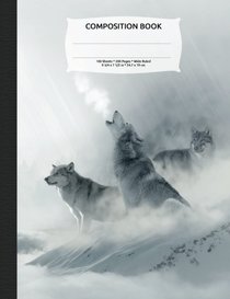 White Wolf Composition Notebook, Wide Ruled: 100 sheets / 200 pages, 9-3/4