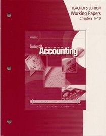 Teacher's Edition of Working Papers of Century 21 Accounting Advanced, Chapters 1-10, 9th Edition