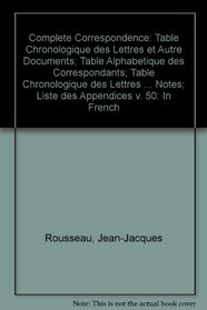 Complete Correspondence: Table Chronologique des Lettres et Autre Documents; Table Alphabetique des Correspondants; Table Chronologique des Lettres Citees ... Appendices v. 50: In French (French Edition)