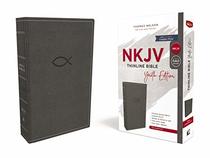 NKJV, Thinline Bible Youth Edition, Leathersoft, Gray, Red Letter Edition, Comfort Print: Holy Bible, New King James Version