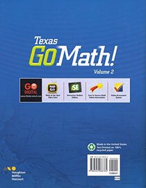 Houghton Mifflin Harcourt Go Math! Texas: Student Edition, Volume 2 Grade K 2015