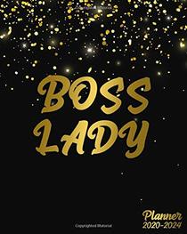 Boss Lady 2020-2024 Planner: Funky Golden Glitter Five Year Monthly Planner & Organizer with 60 Months Spread View - Pretty 5 Year Calender, Diary, Schedule Agenda & Notebook.