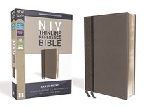 NIV, Thinline Reference Bible, Large Print, Leathersoft, Gray, Red Letter Edition, Comfort Print