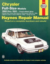 Haynes Repair Manuals: Chrysler Full-Size Models, 1988-1993