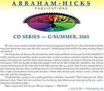 Abraham-Hicks G-Series Cd's - G-Series Summer, 2003 I Make The Best Of Every Situation