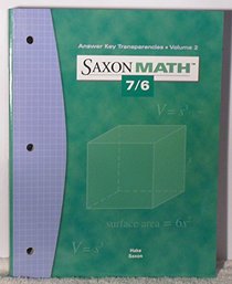Answer Key Transparencies Volume 2 Saxon Math 7/6 (Lessons 37-76