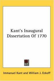 Kant's Inaugural Dissertation of 1770