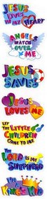 Inspirational Sayings for Kids (Christian Shape Stickers)