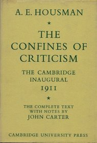 The Confines of Criticism: The Cambridge Inaugural 1911