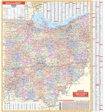 Ohio State Wall Map -64x60-Laminated on Roller