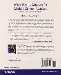 What Really Matters for Middle School Readers: From Research to Practice (What Really Matters Series)
