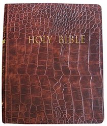 KJVER Thinline Bible/Large Print-Walnut Alligator Bonded Leather Indexed