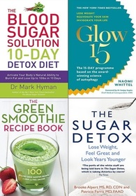 10 Day detox diet, glow15, green smoothie recipe book and sugar detox 4 books collection set