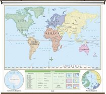 World Beginner Wall Map Roller - K-1st grade - 64x54 - Laminated - Identifies continents and oceans - Markable with dry erase or water soluble marker. (Beginner Classroom Wall Maps)