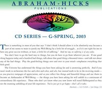 Abraham-Hicks G-Series Cd's - G-Series Spring, 2003 There Is No Value In Suffering