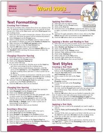 Microsoft Word 2003 Advanced Quick Source Guide