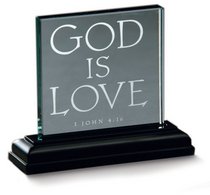 God is Love Mini Standing Glass Plaque
