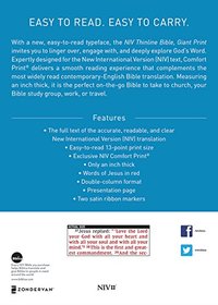 NIV, Thinline Bible, Giant Print, Bonded Leather, Black, Red Letter Edition, Comfort Print