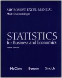 Statistics for Business and Economics: Microsoft Excel Manual (9th Ed, w/CD)