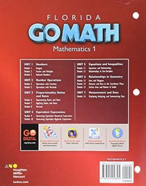 Holt McDougal Go Math! Florida: Student Interactive Worktext Mathematics 1 2015