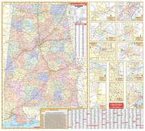 Alabama Wall Map- Laminated on roller & backboard