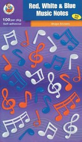 Red, White, and Blue Musical Notes Stickers