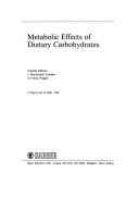 Metabolic Effects of Dietary Carbohydrates (Progress in Biochemical Pharmacology)