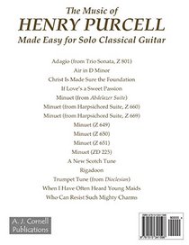 The Music of Henry Purcell Made Easy for Solo Classical Guitar