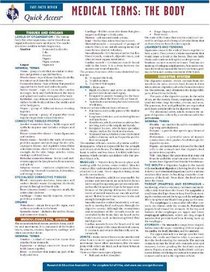Medical Terms: The Body - REA's Quick Access Reference Chart