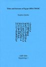 Titles and Bureaux of Egypt 18501700 BC