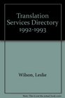 Translation Services Directory 19921993