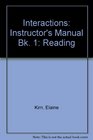 Interactions Instructor's Manual Bk 1 Reading