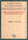 Introduction to Scientific Programming  Computational Problem Solving using MATHEMATICA and C