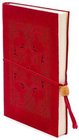 Embossed Red Italian Leather Journal with Bead Tie