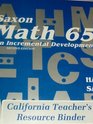 Saxon Math 65 2e Teacher Resource Binder