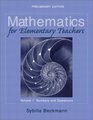Mathematics for Elementary Teachers Volume I Numbers and Operations Preliminary Edition
