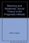Meaning and Modernity Social Theory in the Pragmatic Attitude