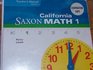 California SAXON MATH 1 Teacher's manual Volume 1