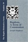 Baptism A Term of Communion