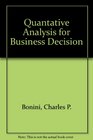 Quantative Analysis for Business Decision
