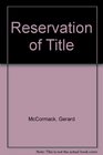 Reservation of Title