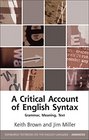 A Critical Account of English Syntax Grammar Meaning Text