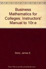Business Mathematics for Colleges Instructors' Manual to 10re