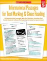 Informational Passages for Text Marking  Close Reading Grade 5 20 Reproducible Passages With TextMarking Activities That Guide Students to Read Strategically for Deep Comprehension