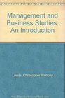 Management and Business Studies An Introduction