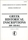 Greek historical inscriptions 359323 BC