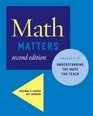 Math Matters Understanding the Math You Teach Grades K8