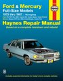 Haynes Repair Manuals Ford and Mercury FullSize 19751987