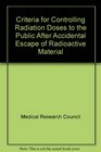 Criteria for Controlling Radiation Doses to the Public After Accidental Escape of Radioactive Material